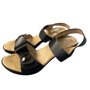 Patrizia by Spring Step Dade Black Slingback Block Heel Sandals Womens Size 9